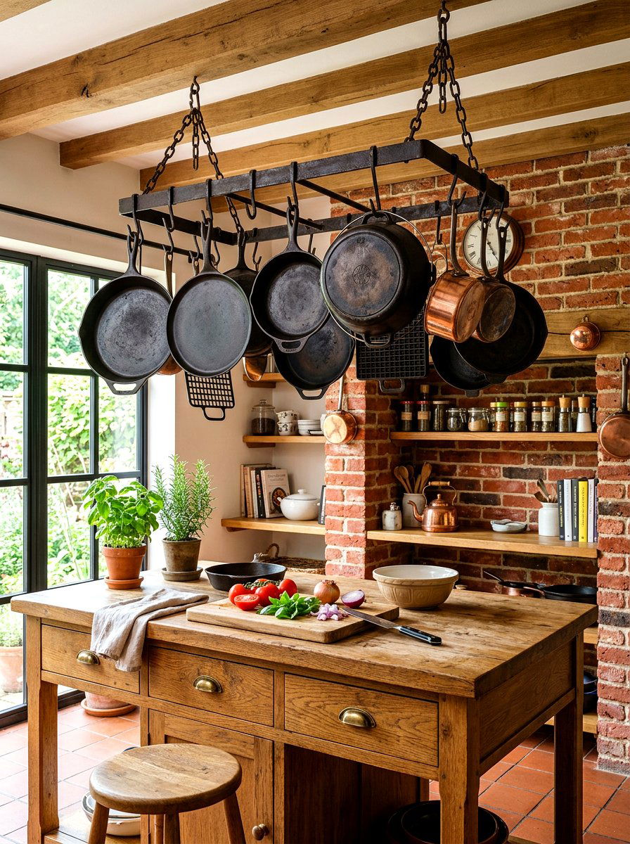 Hanging Pot Rack Kitchen - 30 vintage kitchen ideas
