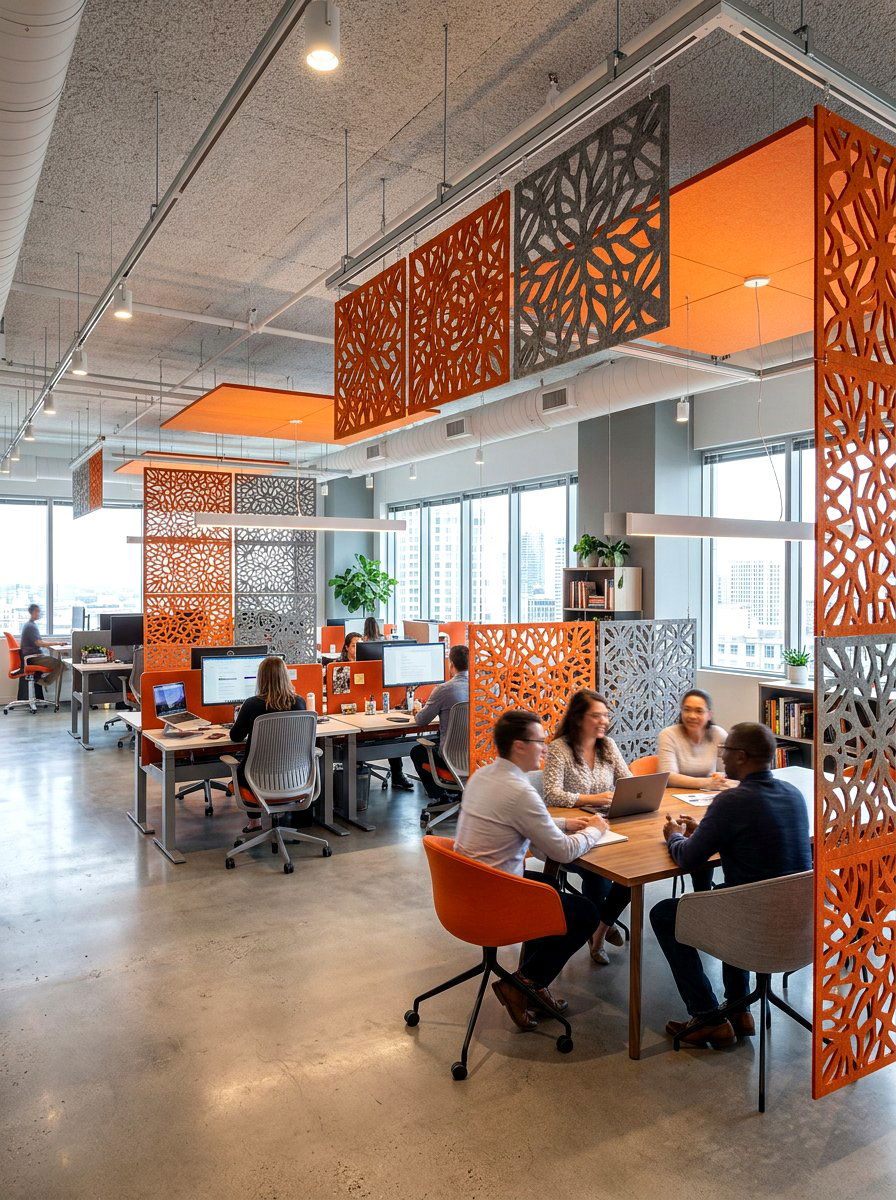 Hanging Privacy Screens - 30 acoustic office decor ideas