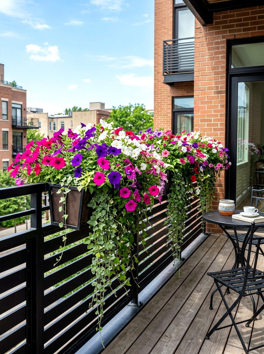 Hanging Railing Planter - 30 privacy wall planter ideas
