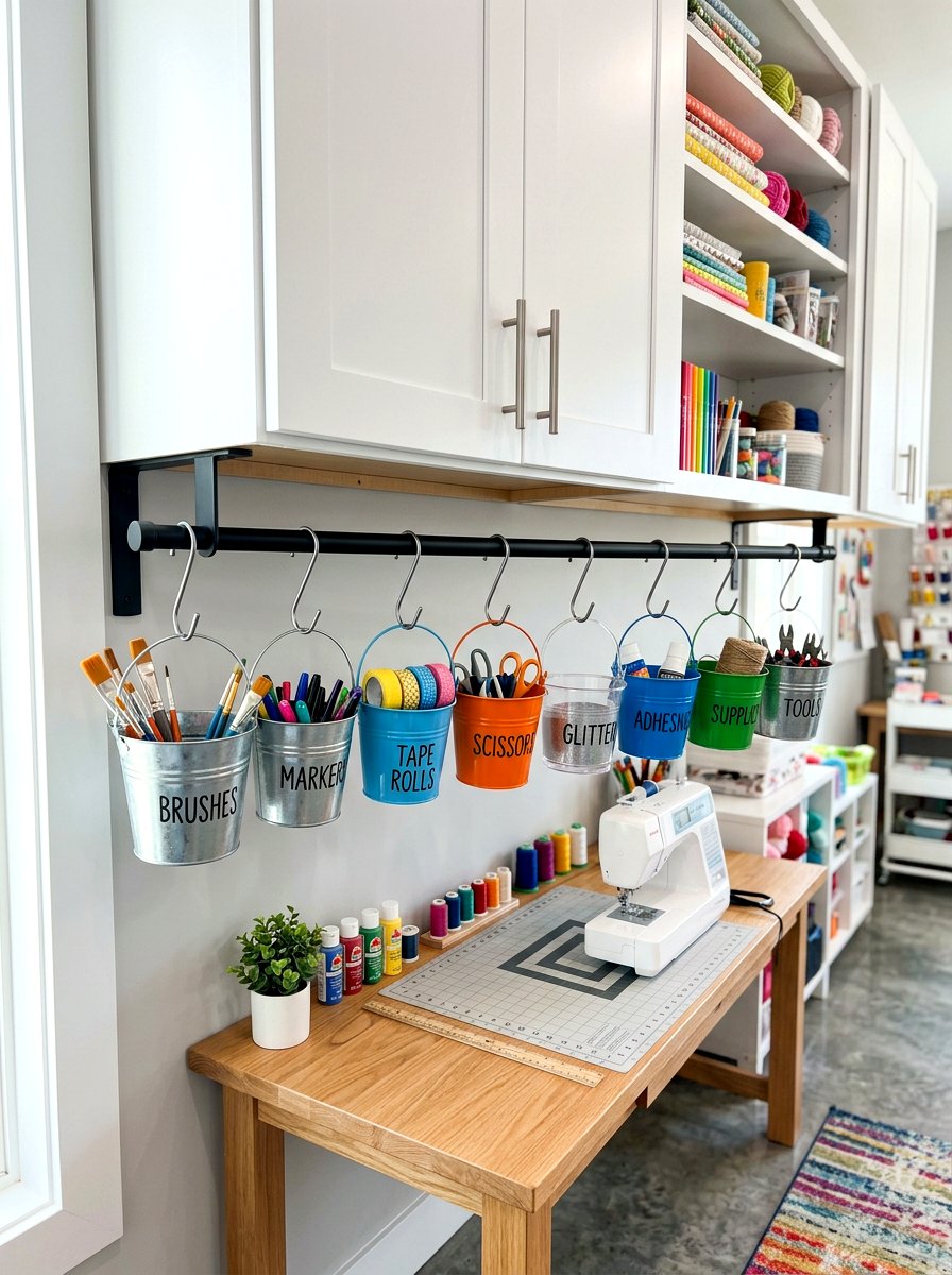 Hanging Rod System - 30 organizing a craft room ideas