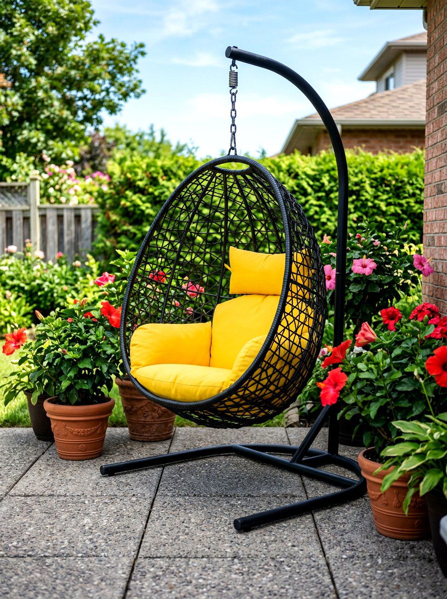 Hanging Side Yard Egg Chair - 30 side yard seating ideas