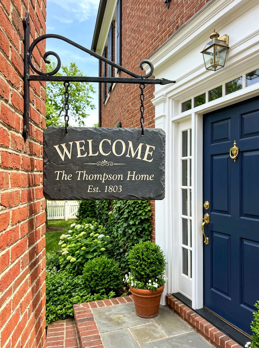 Hanging Slate Welcome Sign - 30 porch welcome sign ideas