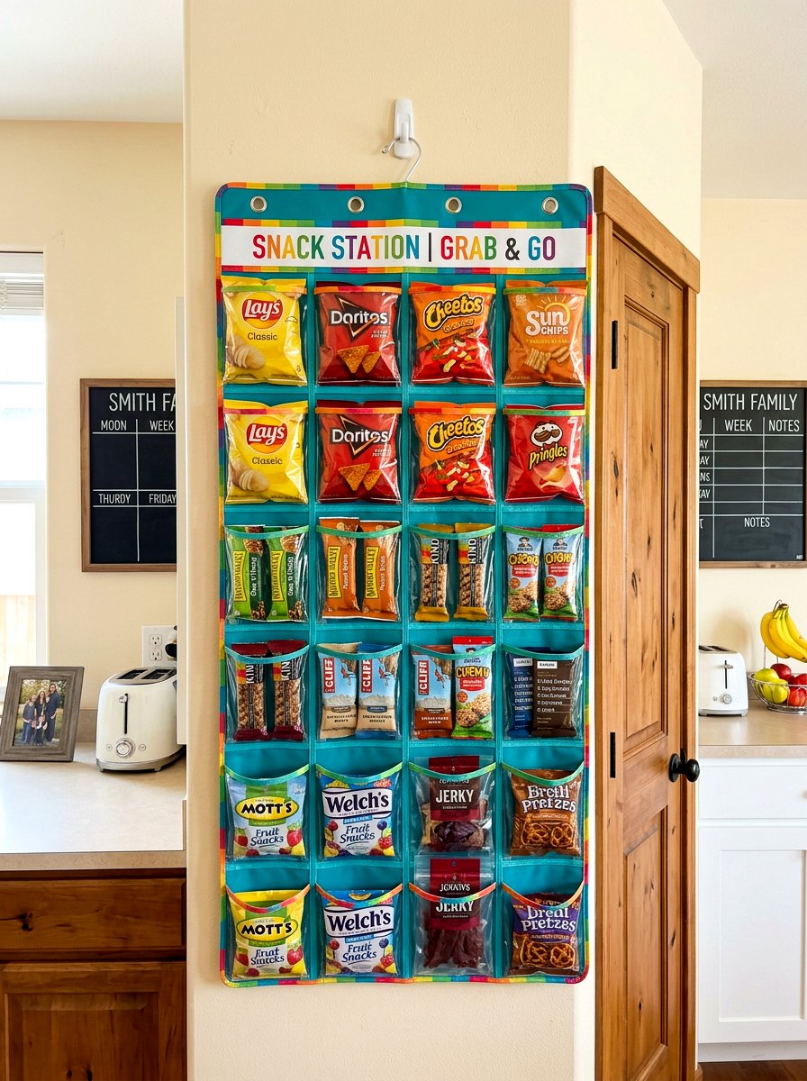 Hanging Snack Organizer - 30 organizing a tiny pantry ideas