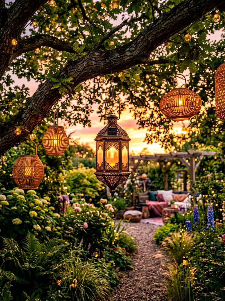 Hanging Solar Lantern - 30 moody outdoor lighting ideas