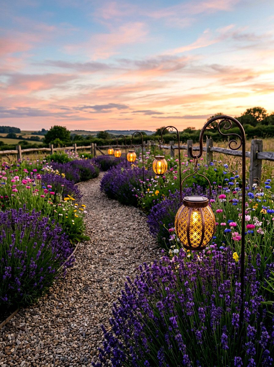 Hanging Solar Lanterns On Shepherd Hooks - 30 solar path lantern ideas