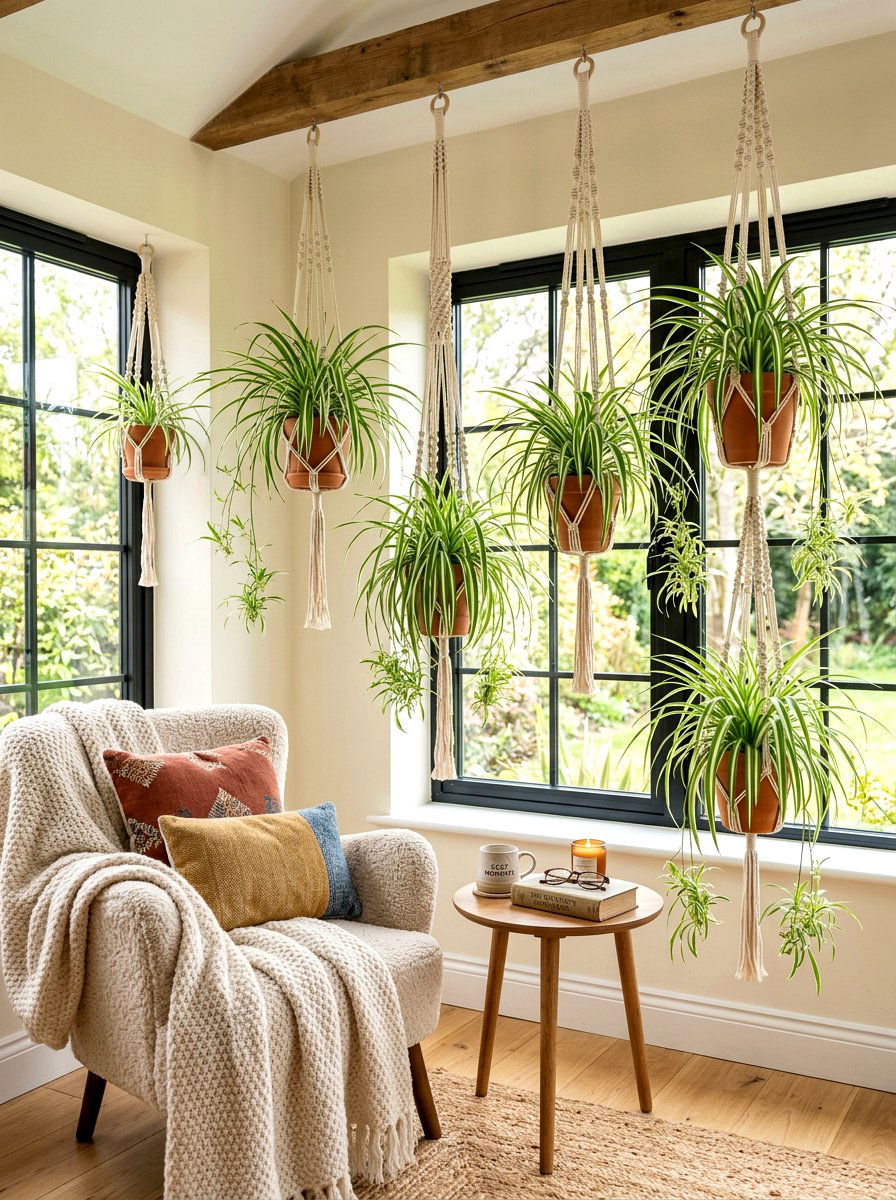 Hanging Spider Plant - 30 sunroom plant ideas