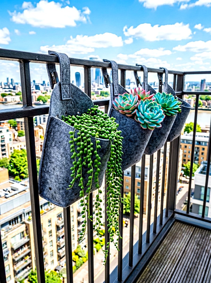 Hanging Succulent Pocket - 30 vertical succulent garden ideas