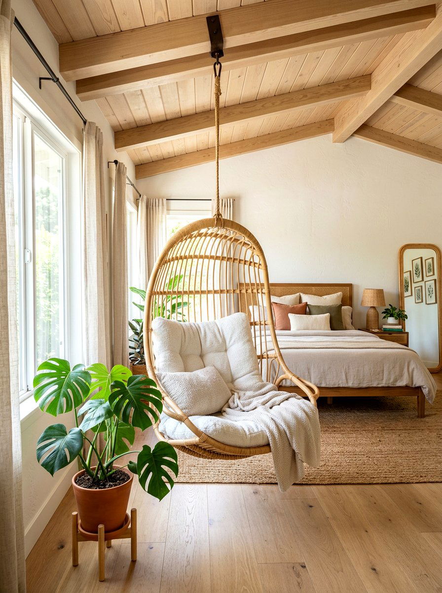 Hanging Swing Chair - 30 bedroom sitting area ideas