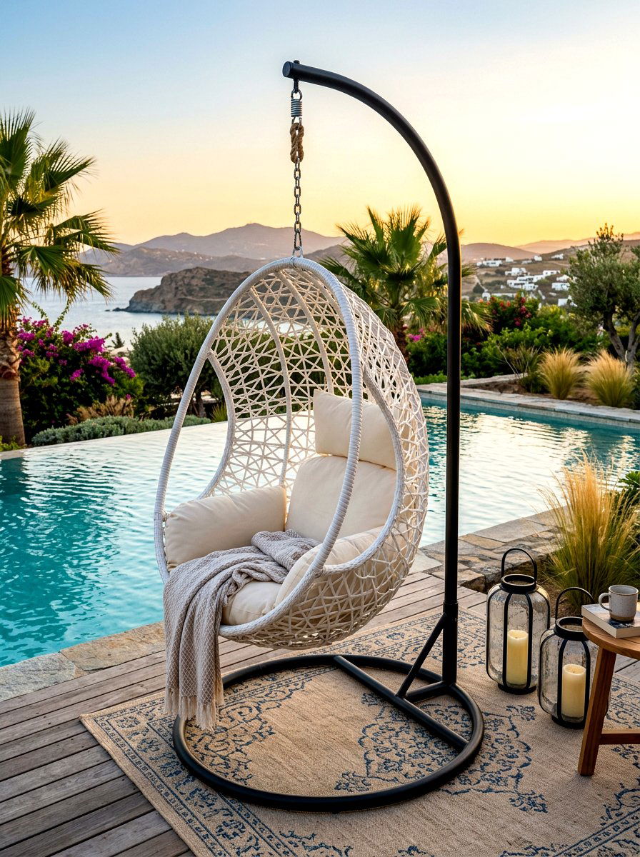 Hanging Swing Chair - 30 poolside lounge ideas