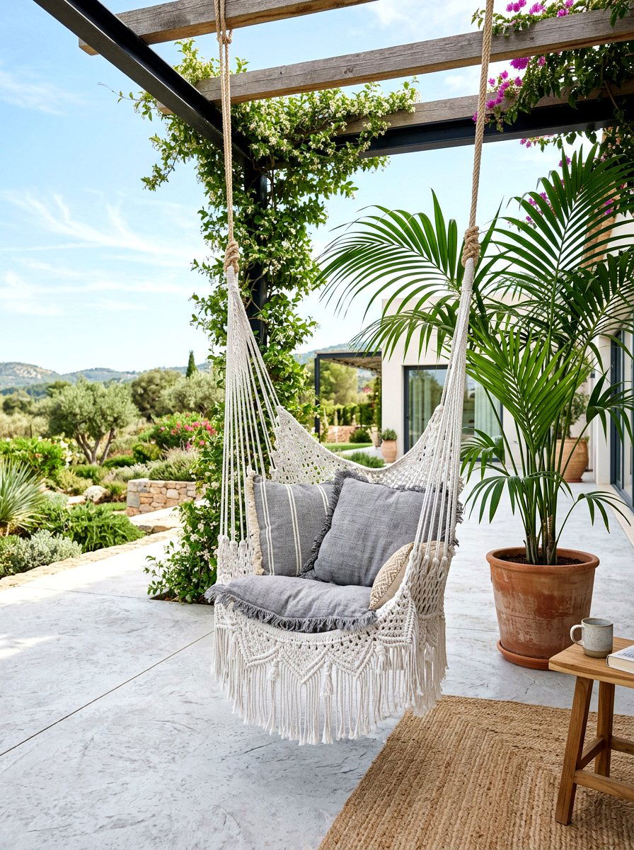 Hanging Swing Chair Patio - 30 private backyard oasis ideas