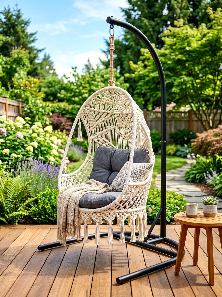 Hanging Swing Chair - 30 backyard patio ideas