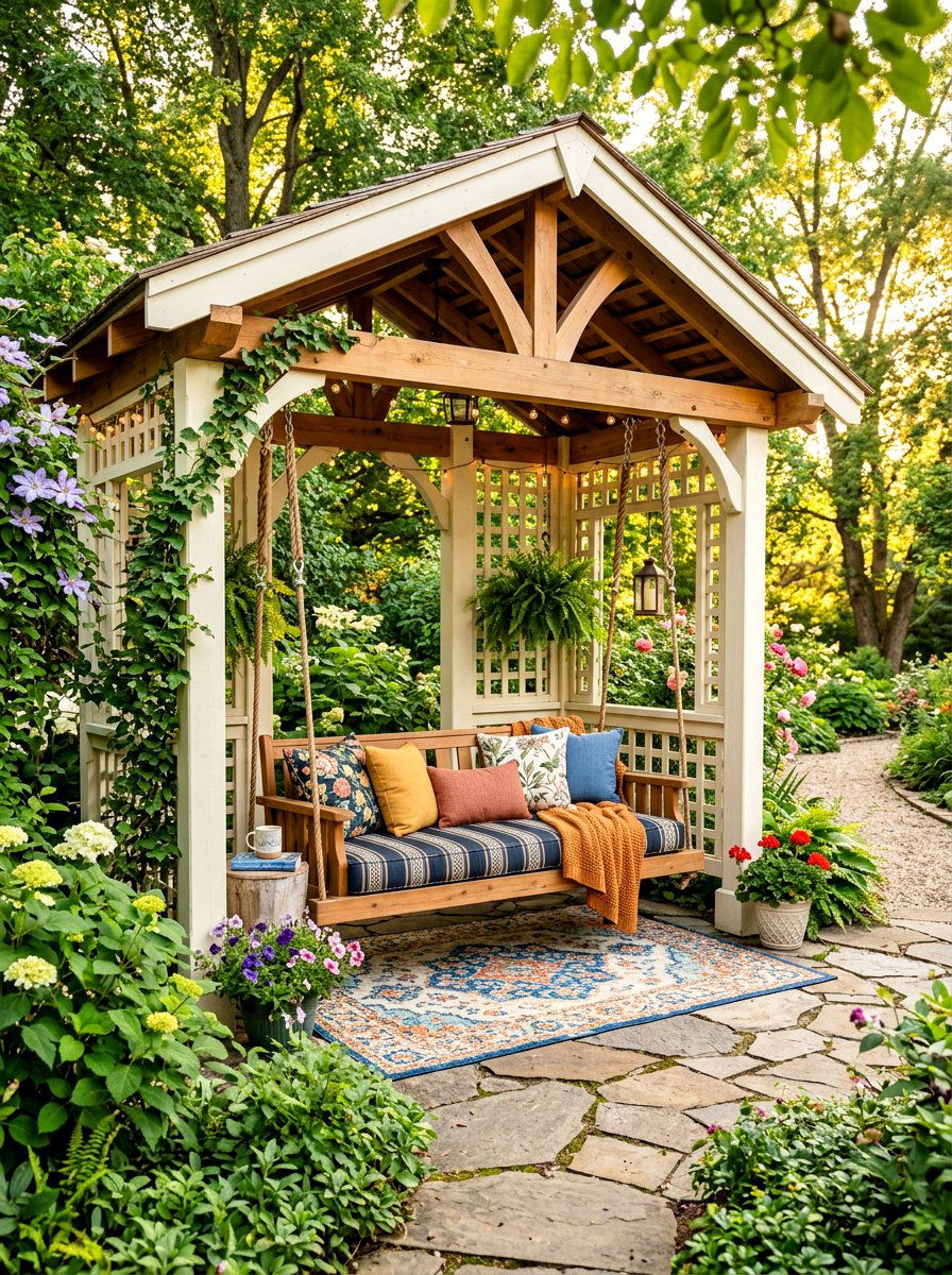 Hanging Swing Gazebo - 30 gazebo decorating ideas
