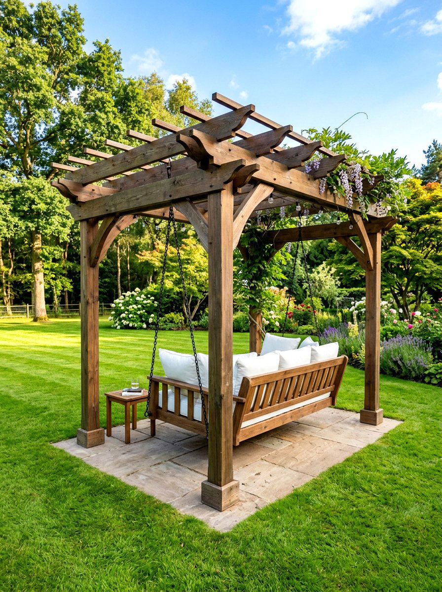 Hanging Swing Pergola - 30 deck pergola ideas