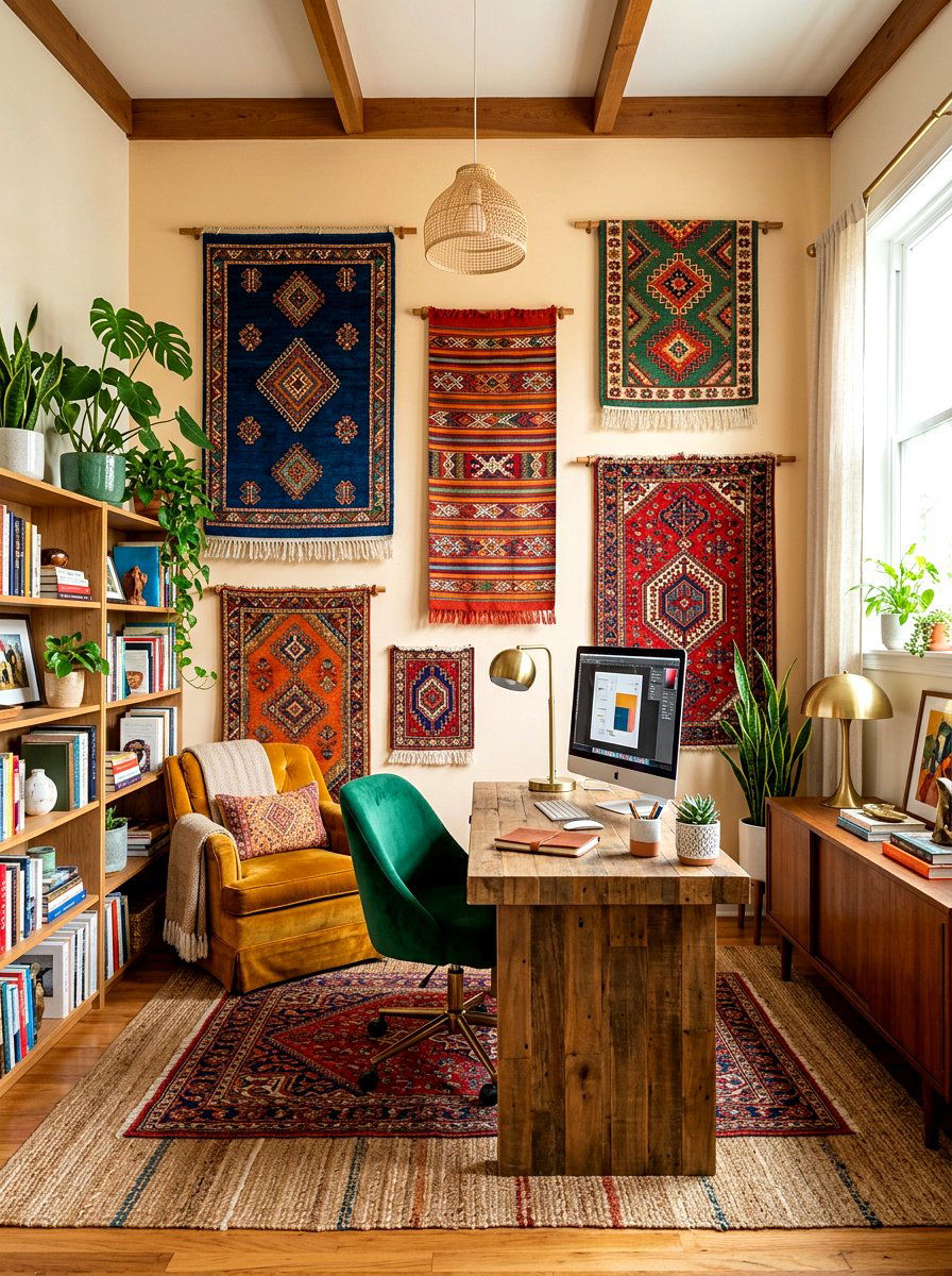 Hanging Textiles - 30 home office wall ideas
