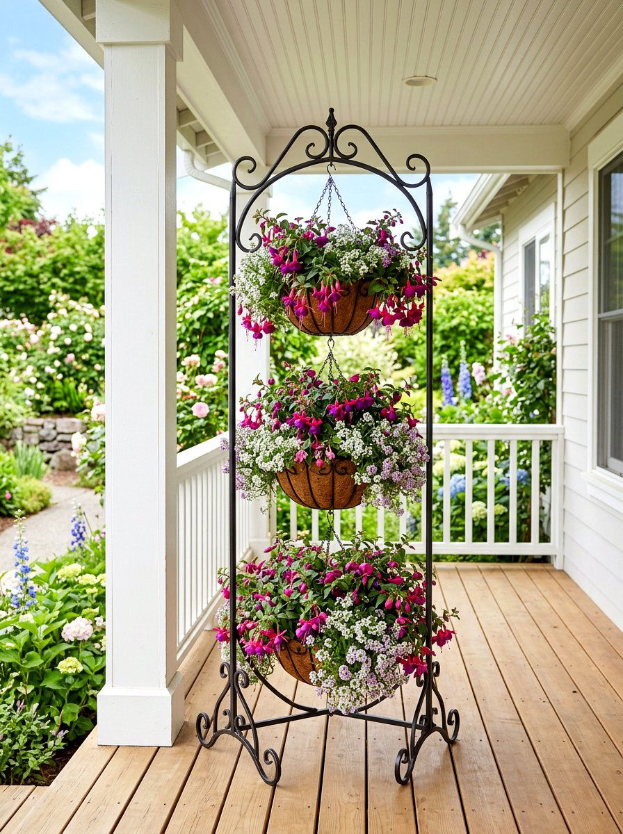 Hanging Tiered Basket Stand - 30 container garden stand ideas