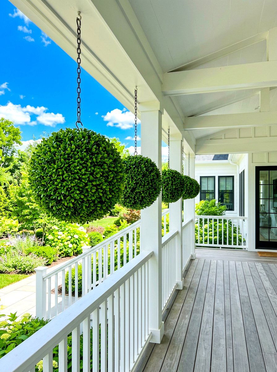 Hanging Topiary Ball - 30 topiary porch ideas
