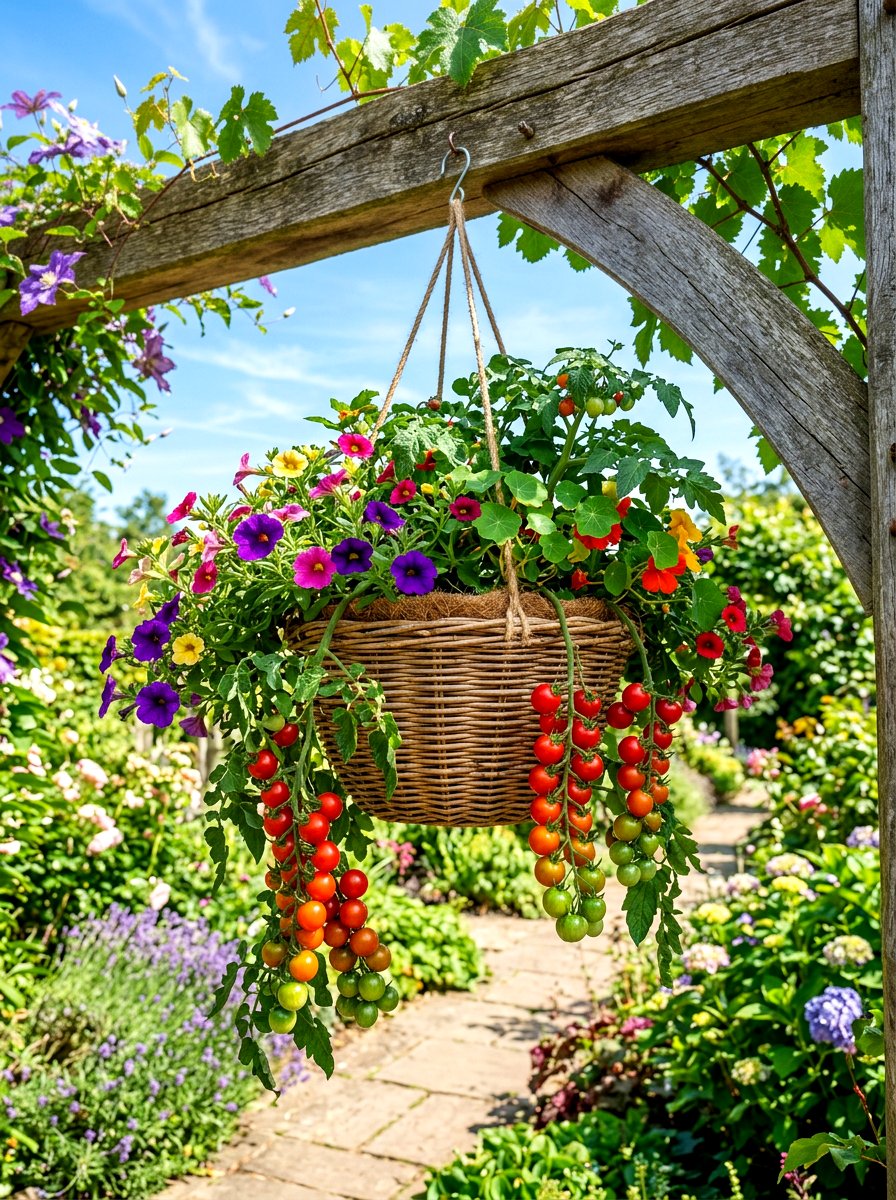 Hanging Vegetable Basket - 30 kitchen vegetable garden ideas