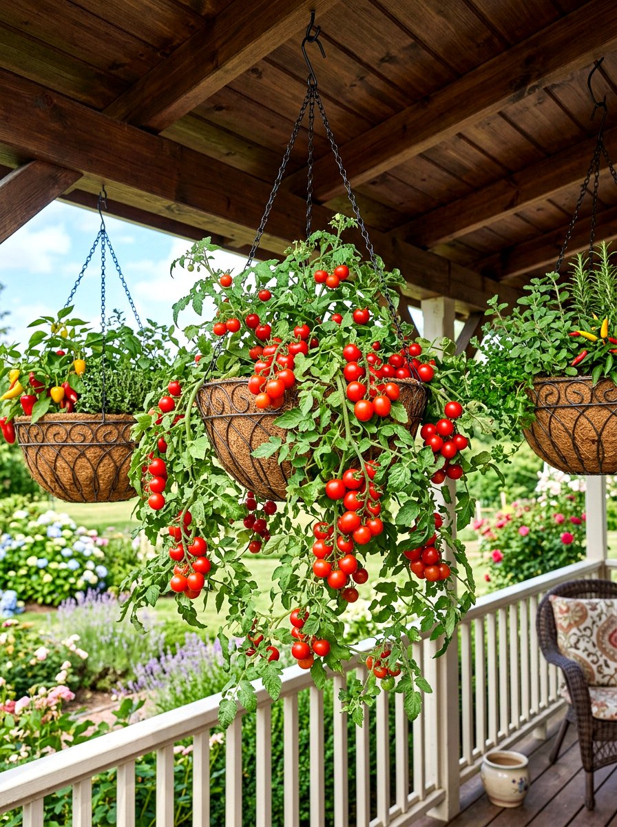 Hanging Vegetable Basket - 30 vertical vegetable garden ideas