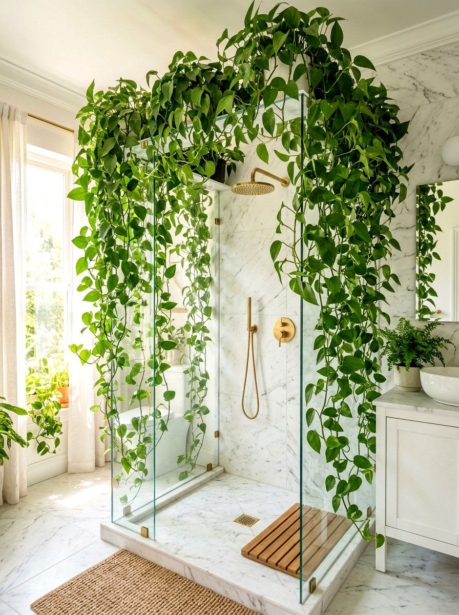 Hanging Vine Shower - 30 fairycore bathroom ideas