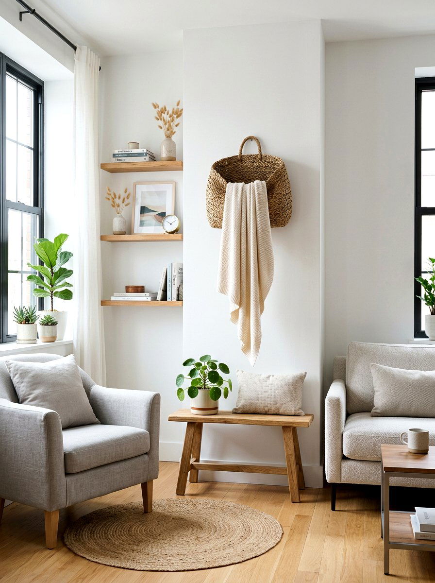 Hanging Wall Basket - 30 living room blanket basket ideas