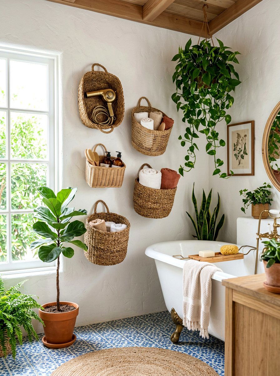 Hanging Wall Basket - 30 bathroom organization ideas