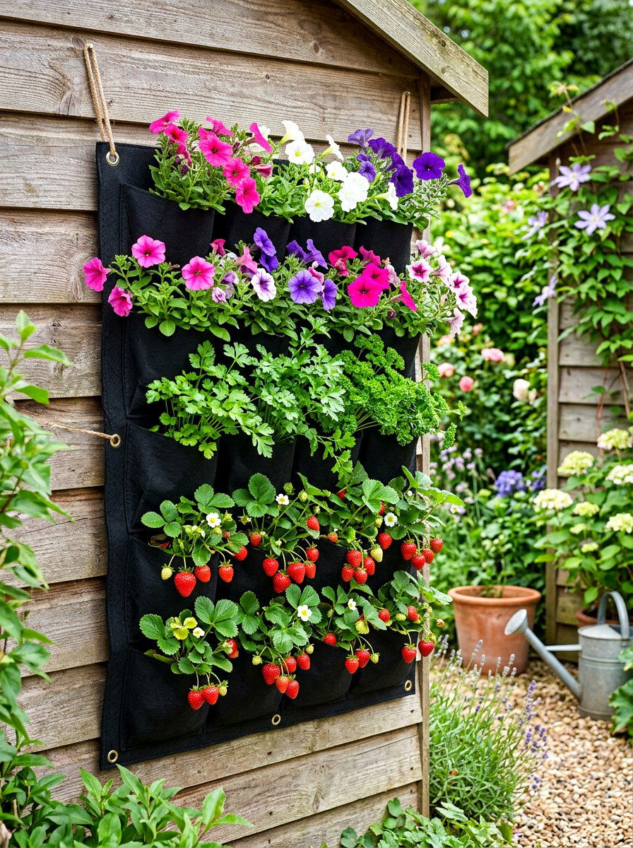 Hanging Wall Pocket Planter - 30 compact kitchen garden ideas