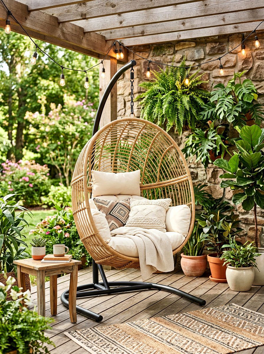 Hanging Wicker Egg Chair - 30 wicker patio furniture ideas
