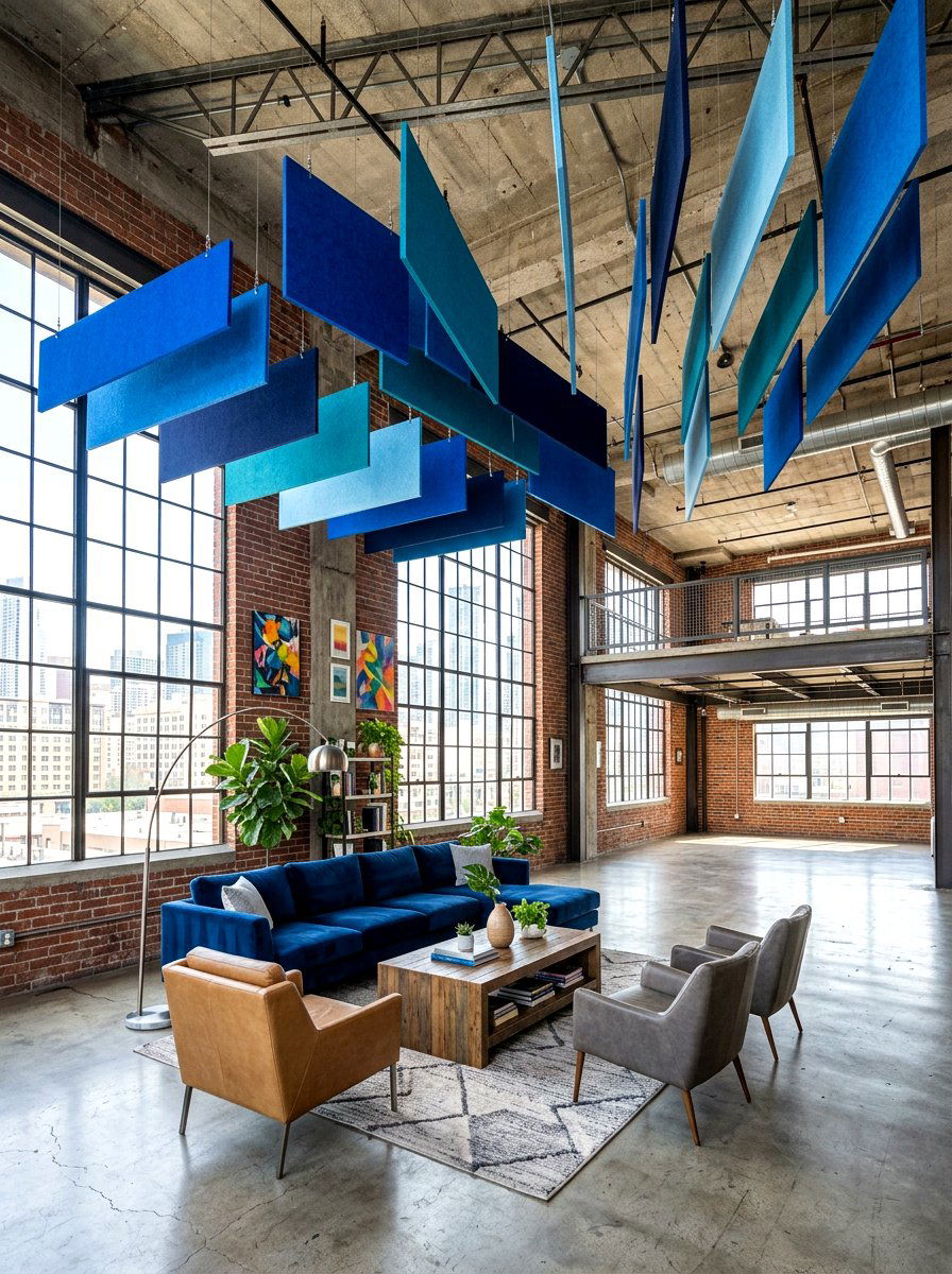 Hanging acoustic baffles - 30 sound absorbing decor ideas