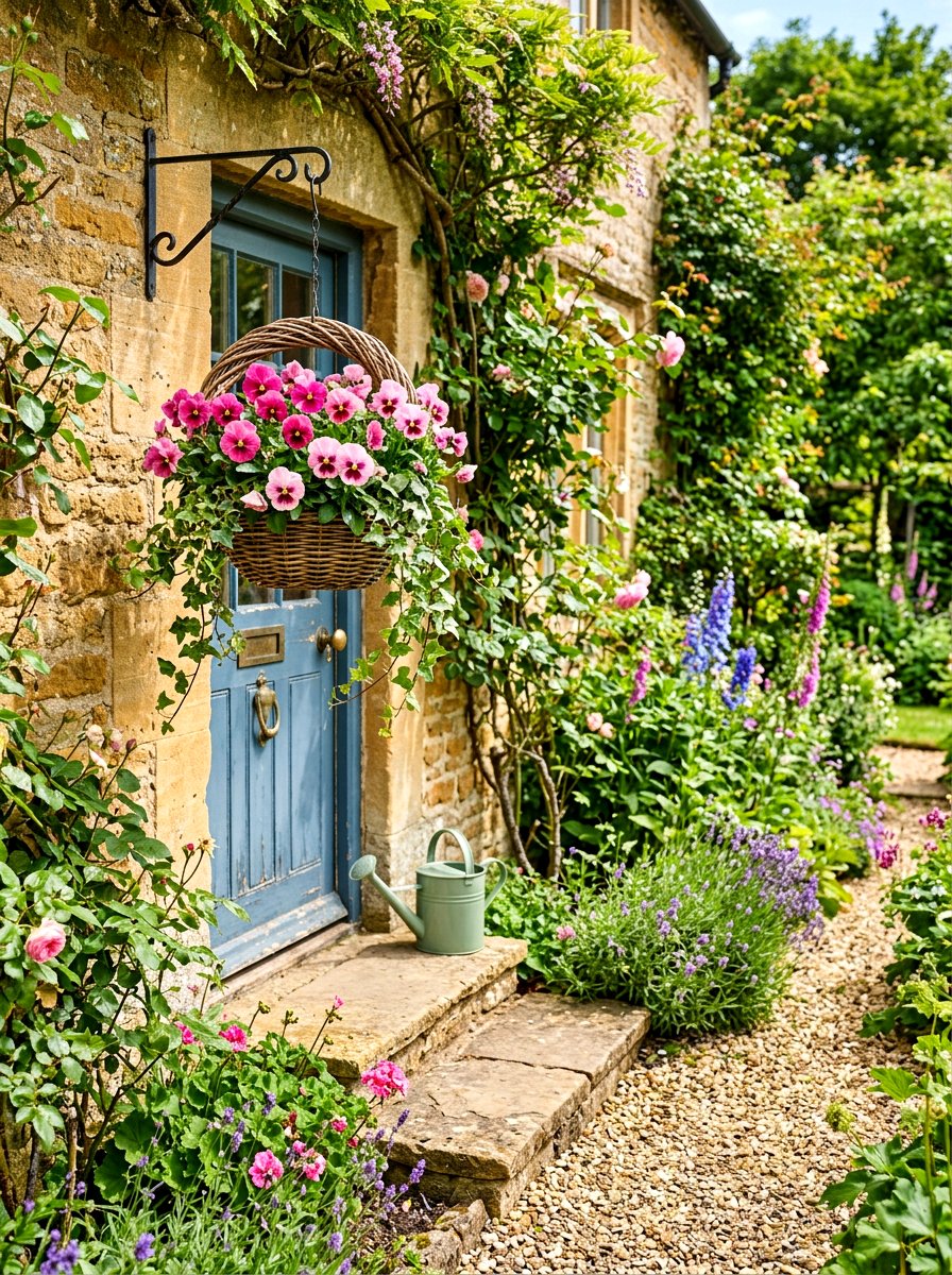 Hanging basket wreath - 30 exterior wreath display ideas