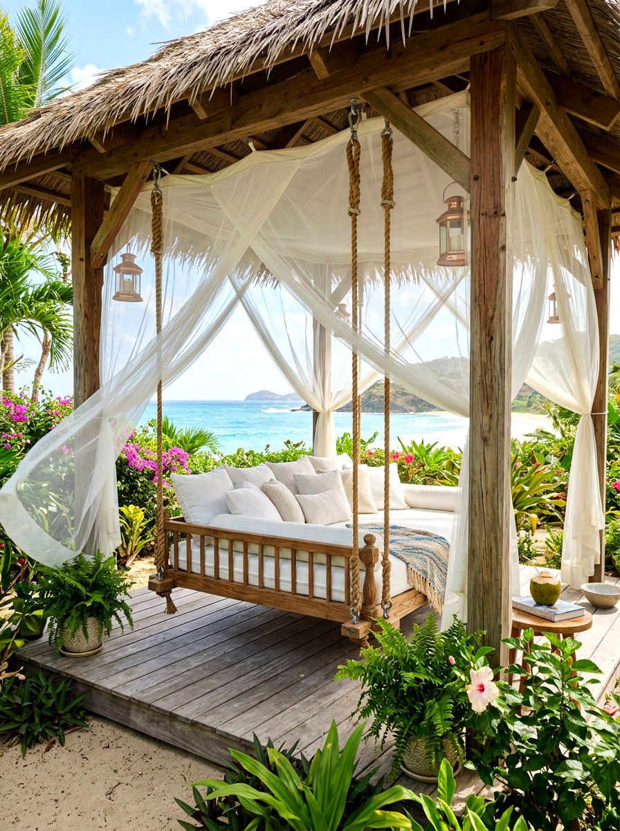 Hanging bed gazebo - 30 garden party gazebo ideas