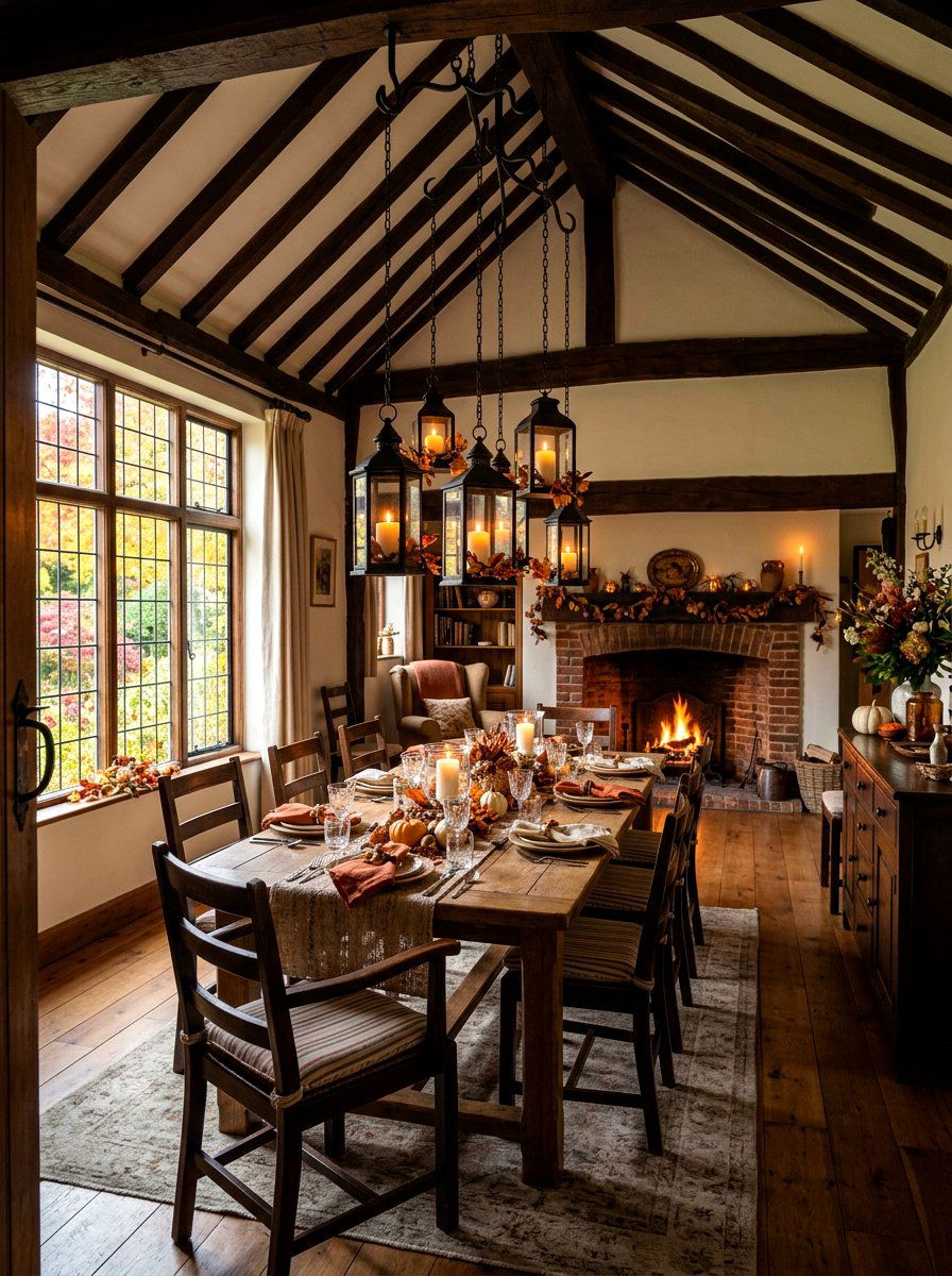 Hanging candle lanterns for autumn - 30 candle heavy fall decor ideas
