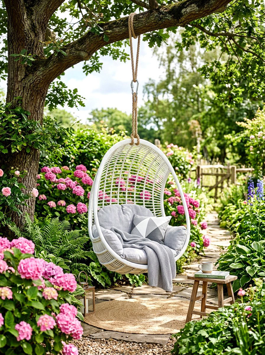 Hanging chair nook - 30 backyard seating ideas