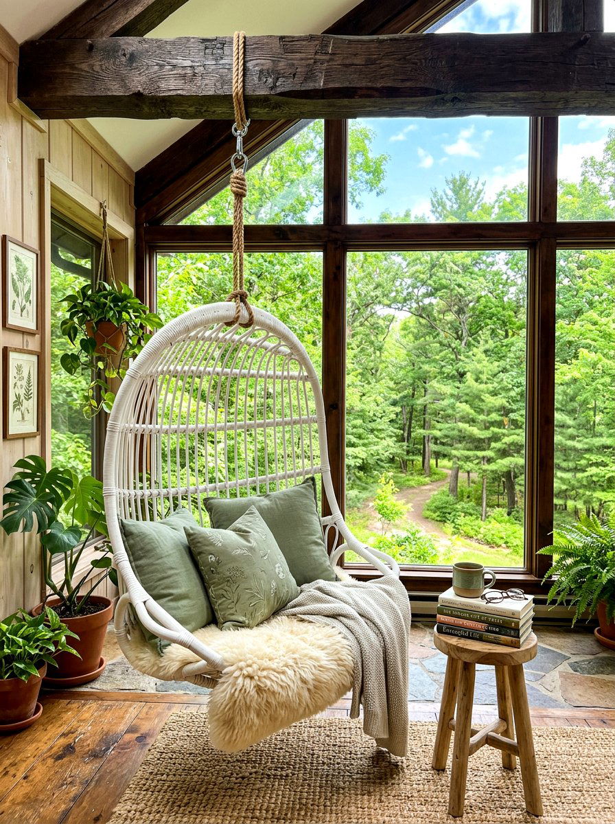 Hanging chair sunroom - 30 sunroom furniture ideas