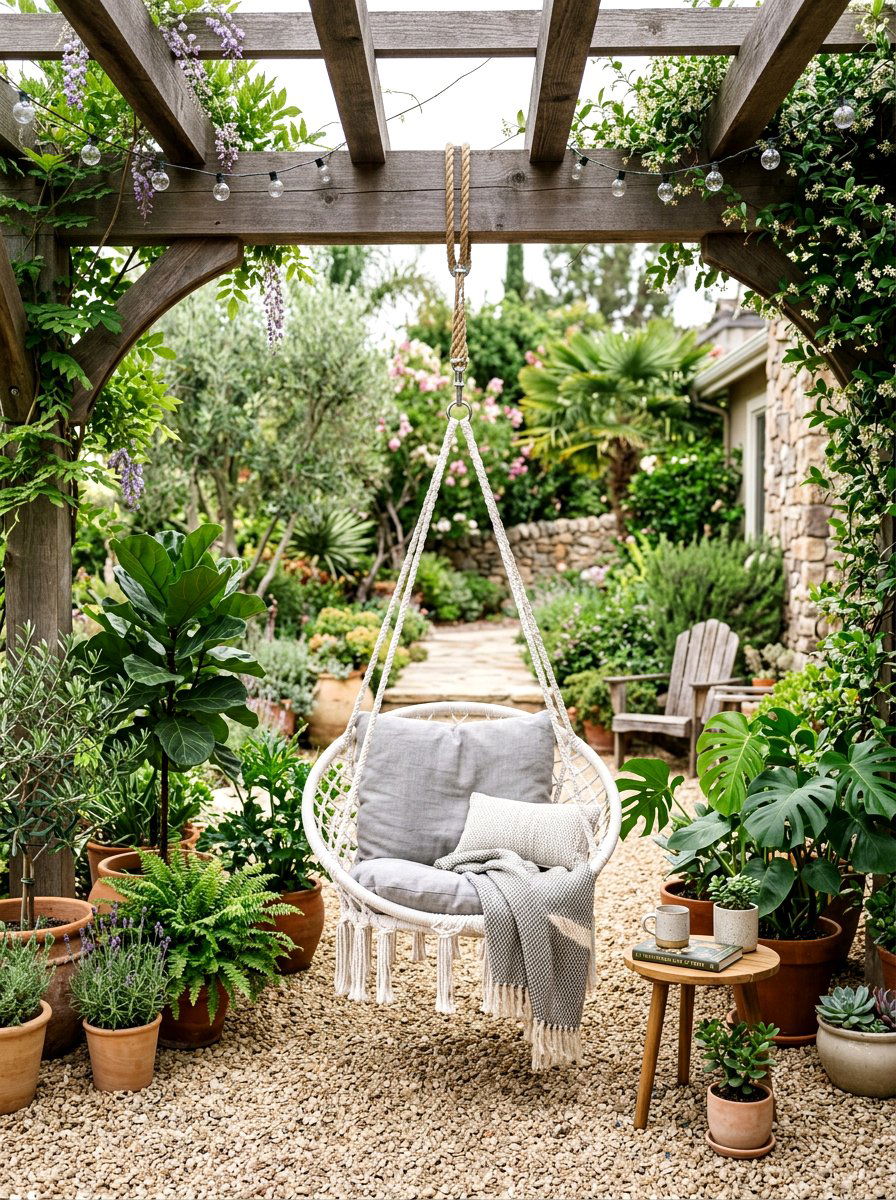 Hanging chair swing - 30 Scandinavian patio ideas