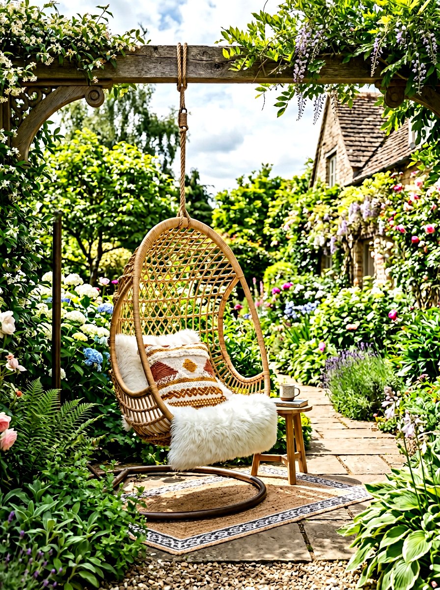 Hanging chairs - 30 city backyard garden ideas