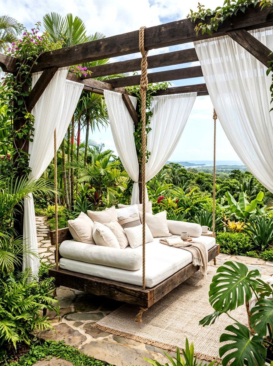 Hanging daybed - 30 backyard date night ideas