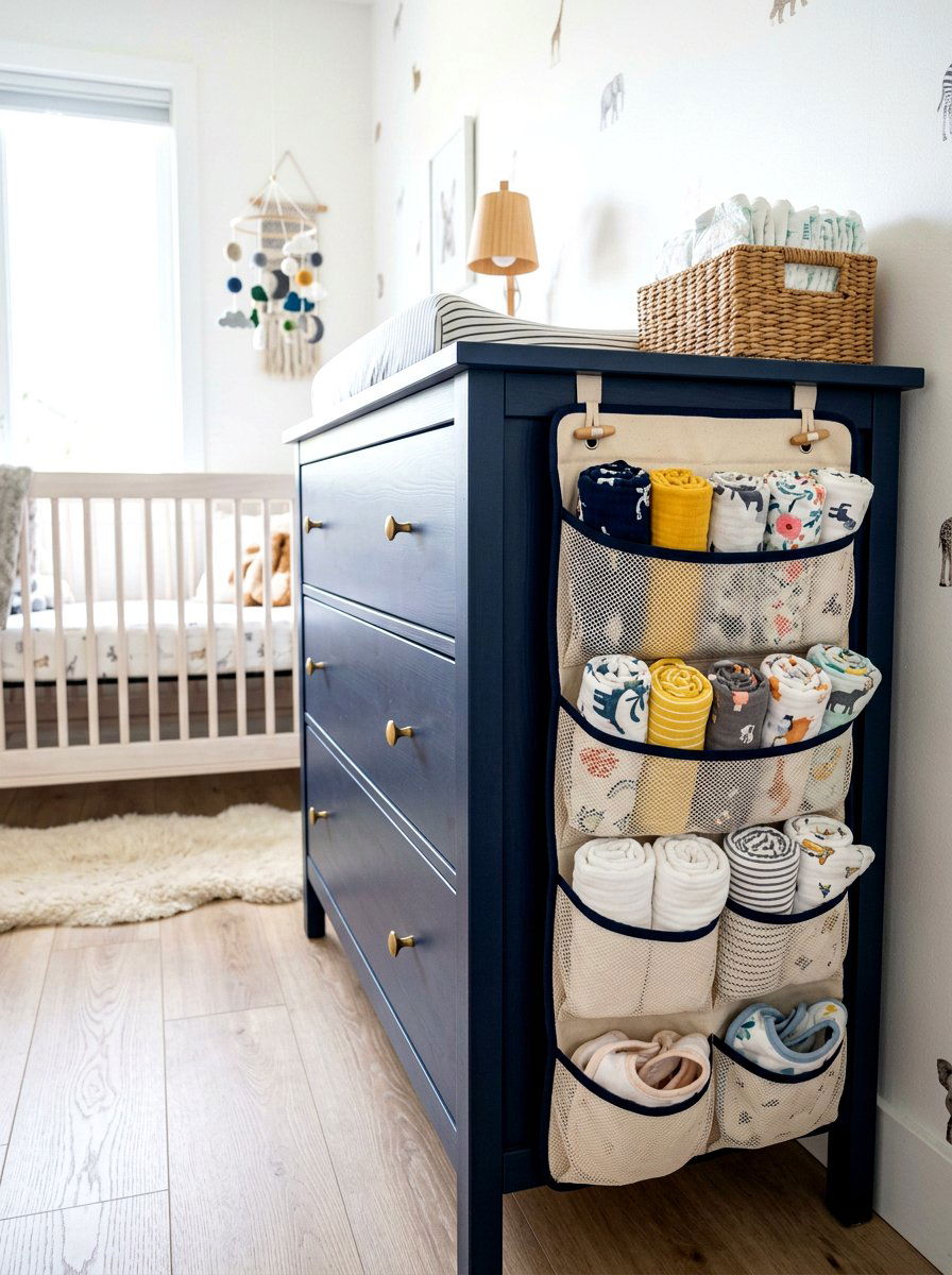Hanging dresser organizer - 30 nursery dresser organization ideas