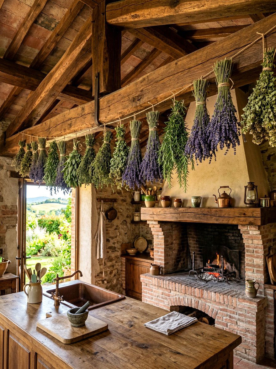 Hanging dried herbs - 30 grandma core kitchen ideas