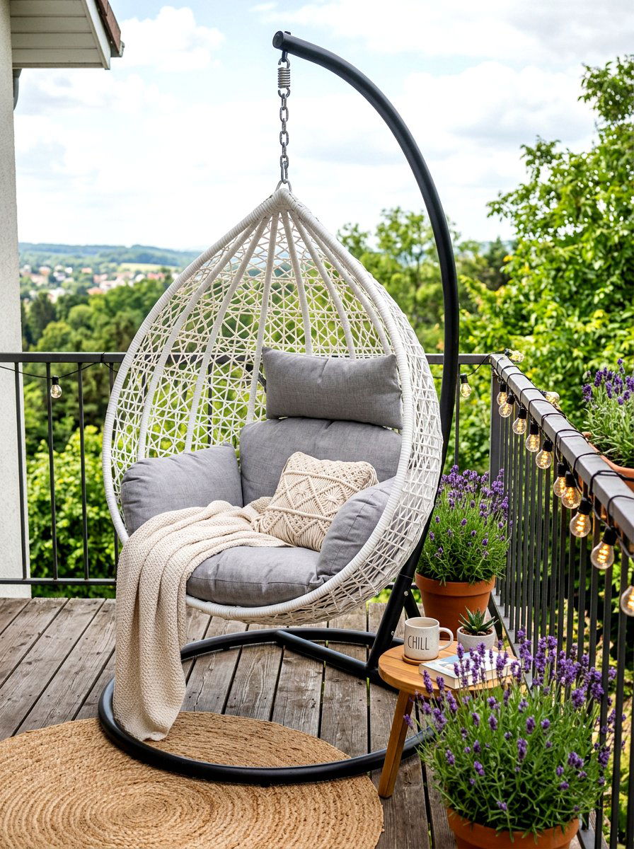 Hanging egg chair - 30 deck lounge furniture ideas