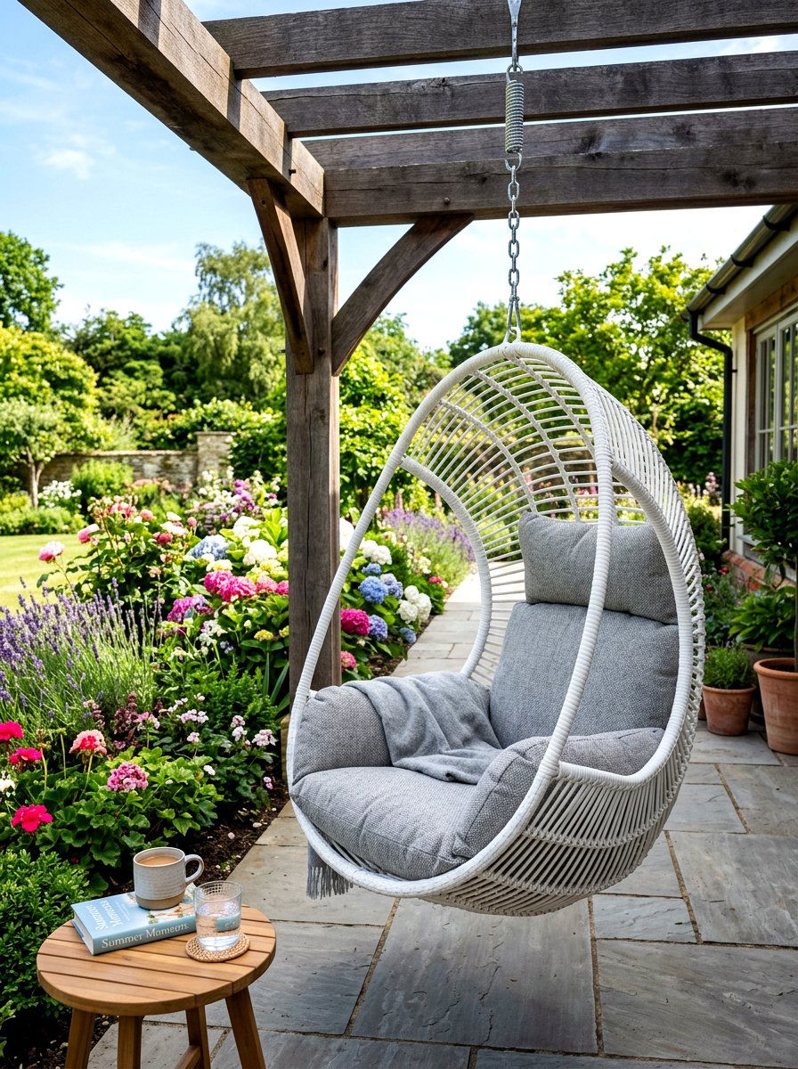 Hanging egg chair - 30 patio lounge ideas