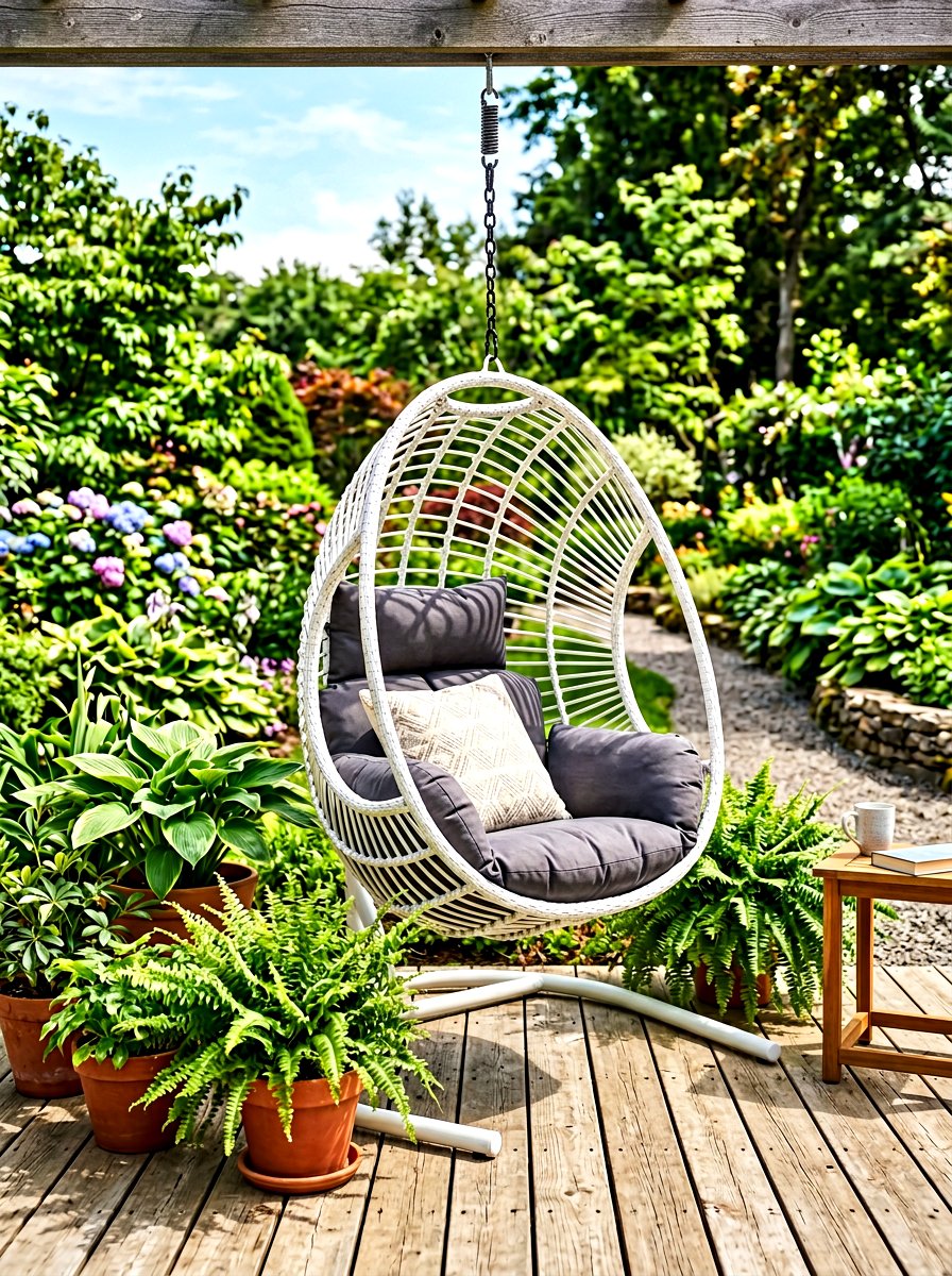 Hanging egg chair - 30 small patio ideas