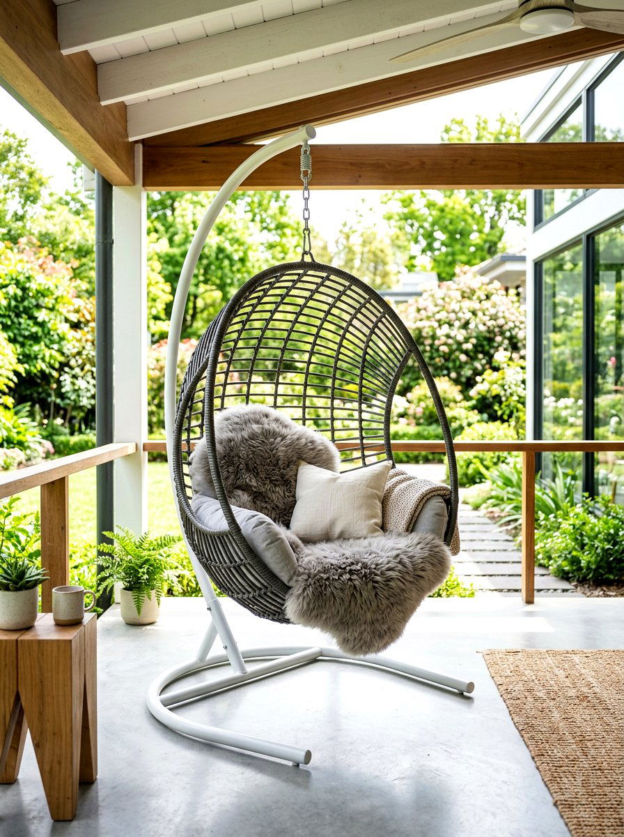 Hanging egg chair - 30 veranda furniture ideas