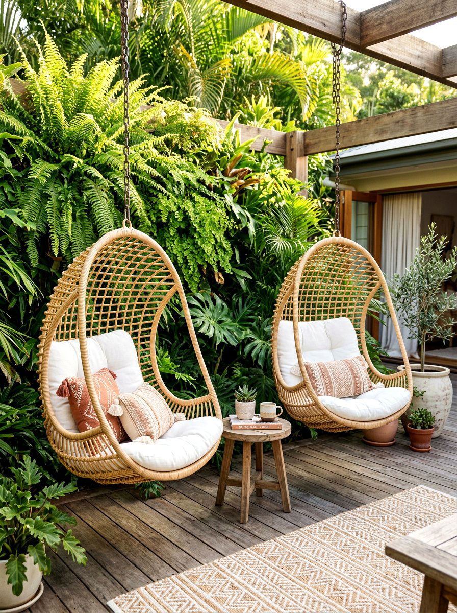 Hanging egg chair - 30 backyard party ready ideas