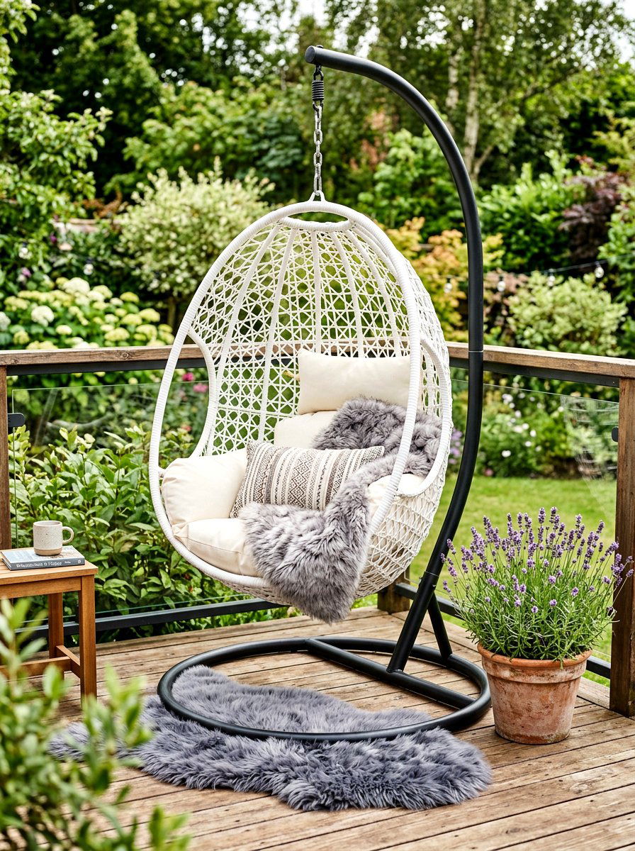 Hanging egg chair - 30 outdoor reading garden ideas