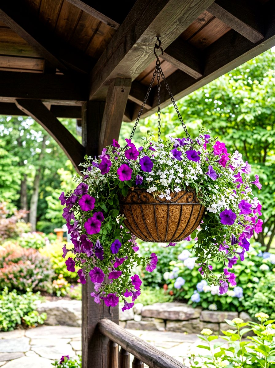 Hanging flower basket - 30 stoop decor ideas