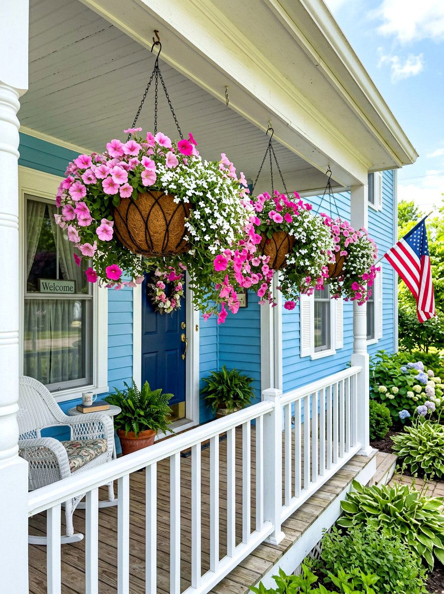 Hanging flower baskets - 30 porch container garden ideas