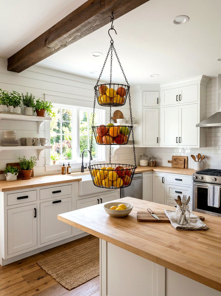 Hanging fruit basket - 30 small apartment storage ideas