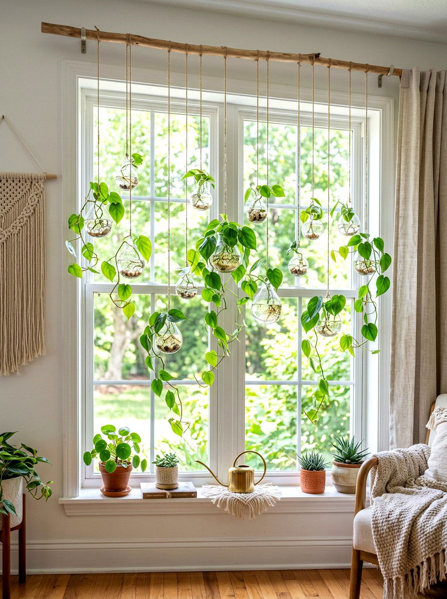 Hanging glass bulb planters - 30 plant propagation station ideas
