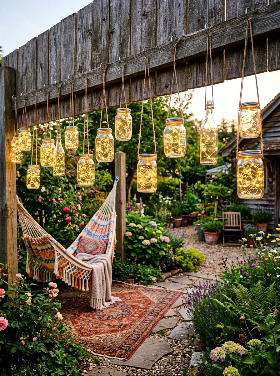 Hanging glass jars - 30 garden lighting ideas