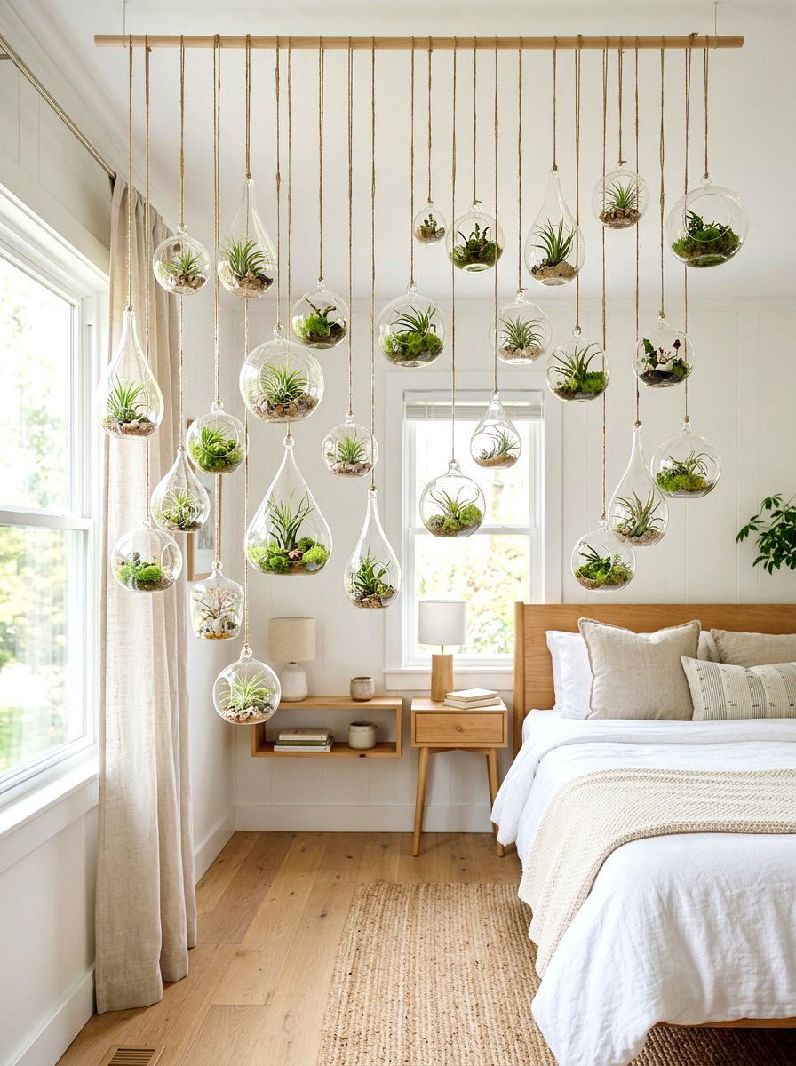 Hanging glass terrarium wall - 30 indoor plant wall ideas